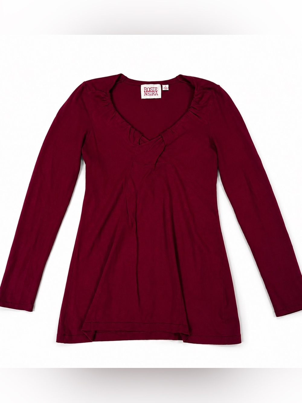 Rosie Neira Burgundy Cashmere Blend Twist‎ Front Knit Top S